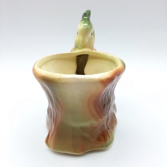 Vintage Parrot/Bird on a Tree Stump Ceramic Planter Vase - Picture 5 of 10